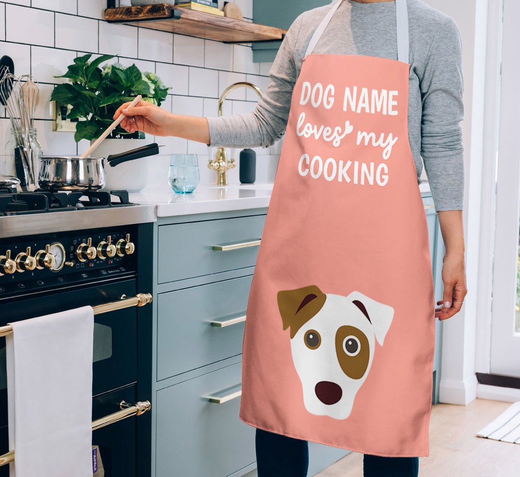 '{dogsName} Loves My Cooking' - Personalized {breedFullName} Apron 