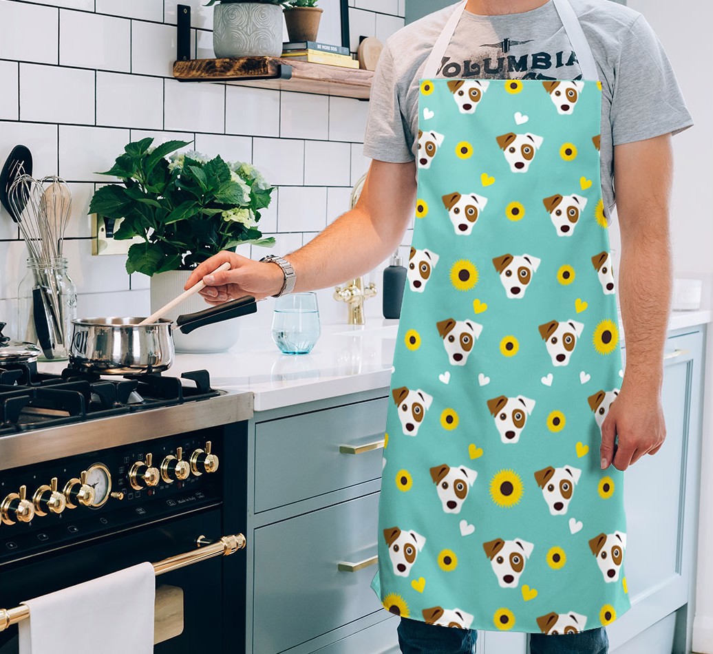 Sunflower Pattern Apron with {breedFullName} Icons