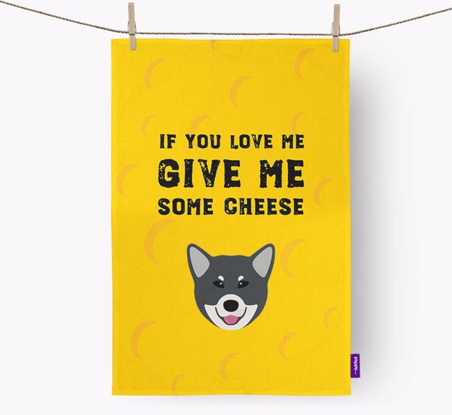 'Give Me Some Cheese' Dish Towel with {breedFullName} Icon