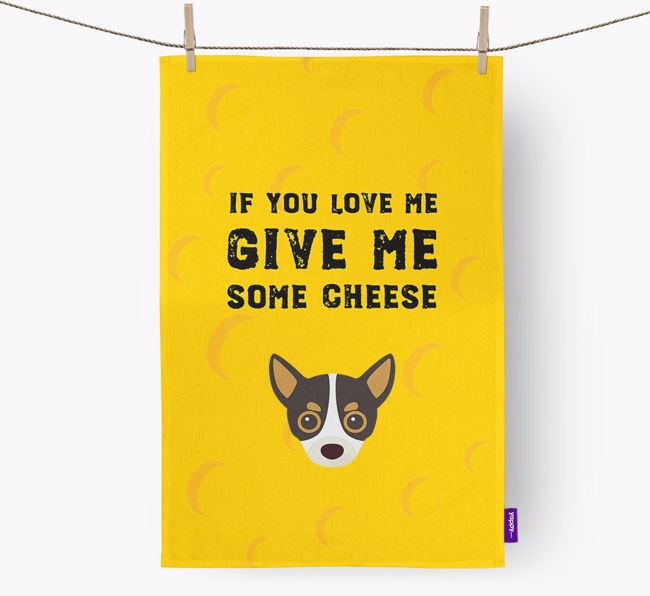 'Give Me Some Cheese' Dish Towel with {breedFullName} Icon