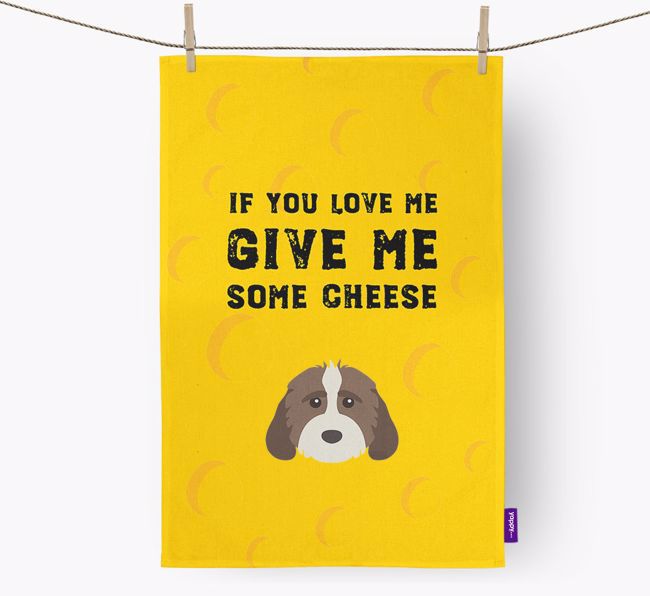 'Give Me Some Cheese' Dish Towel with {breedFullName} Icon