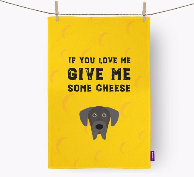 'Give Me Some Cheese' Tea Towel with {breedFullName} Icon