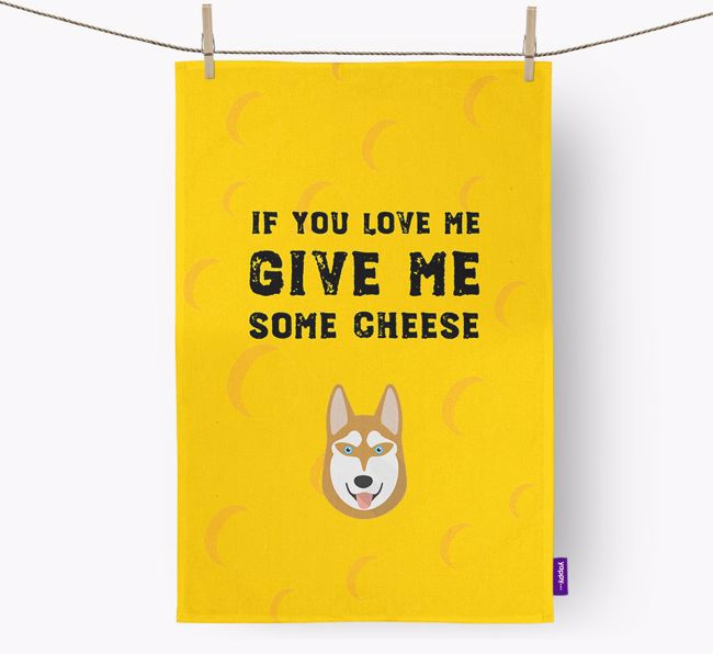 'Give Me Some Cheese' Tea Towel with {breedFullName} Icon