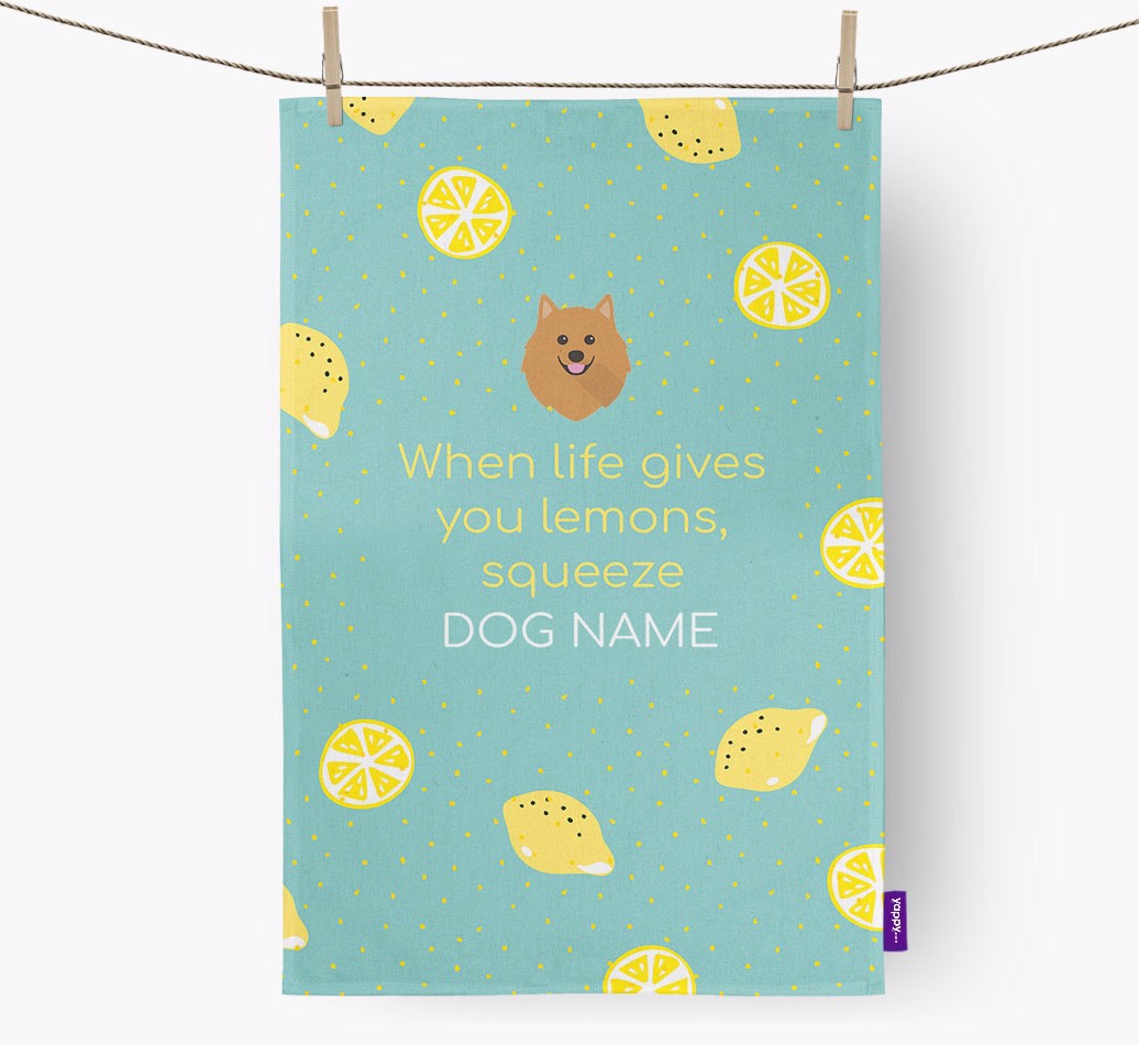 'Personalized 'When Life Gives You Lemons' Dish Towel with {breedFullName} Icon