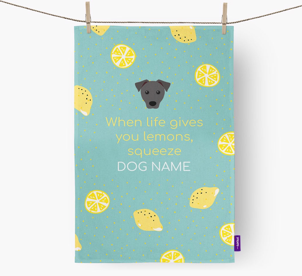 'Personalised 'When Life Gives You Lemons' Tea Towel with {breedFullName} Icon