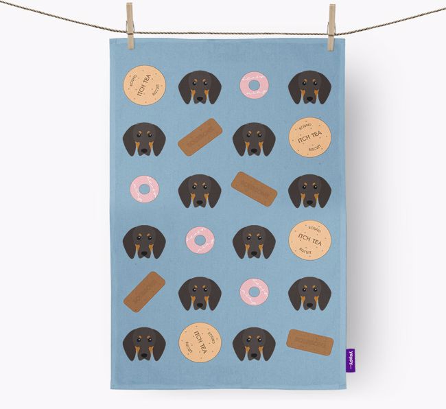 Biscuit Pattern Tea Towel with {breedFullName} Icons