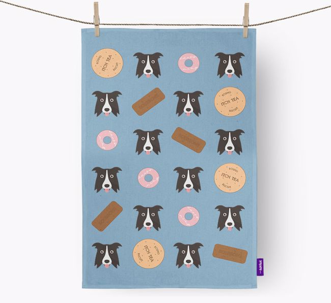 Biscuit Pattern Tea Towel with {breedFullName} Icons