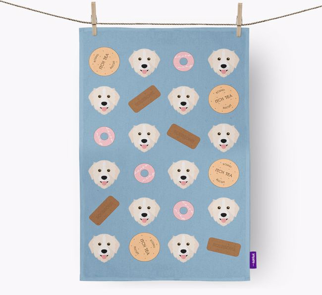 Biscuit Pattern Tea Towel with {breedFullName} Icons