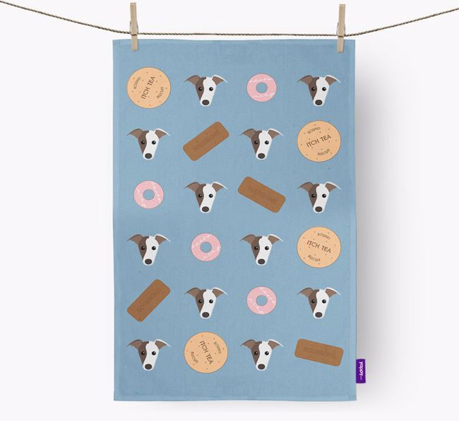 Biscuit Pattern Tea Towel with {breedFullName} Icons