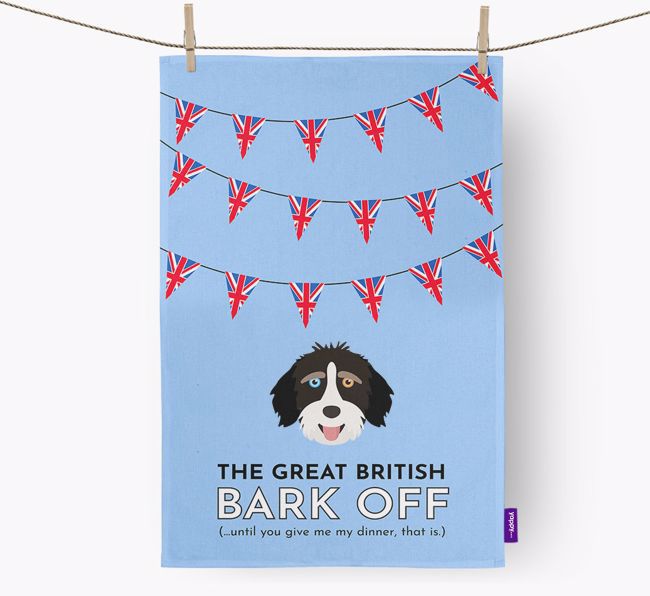 The Great British 'Bark' Off Tea Towel with {breedFullName} Icon