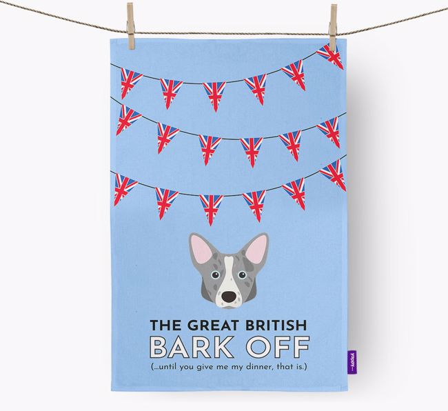The Great British 'Bark' Off Tea Towel with {breedFullName} Icon