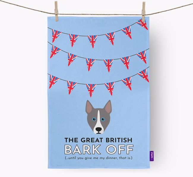 The Great British 'Bark' Off Tea Towel with {breedFullName} Icon