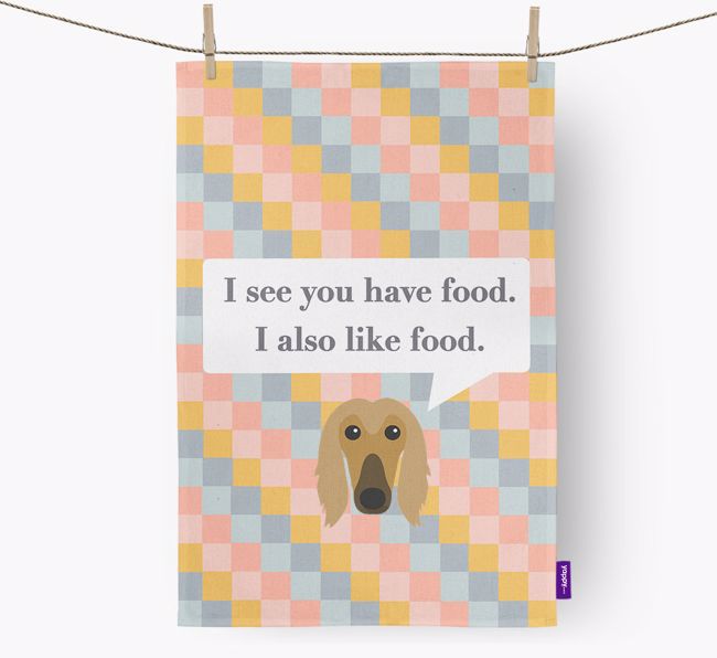 Tea Towel 'I see you have food' with {breedFullName} Icon