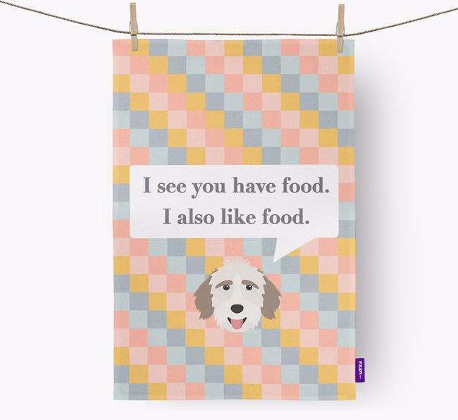 Tea Towel 'I see you have food' with {breedFullName} Icon