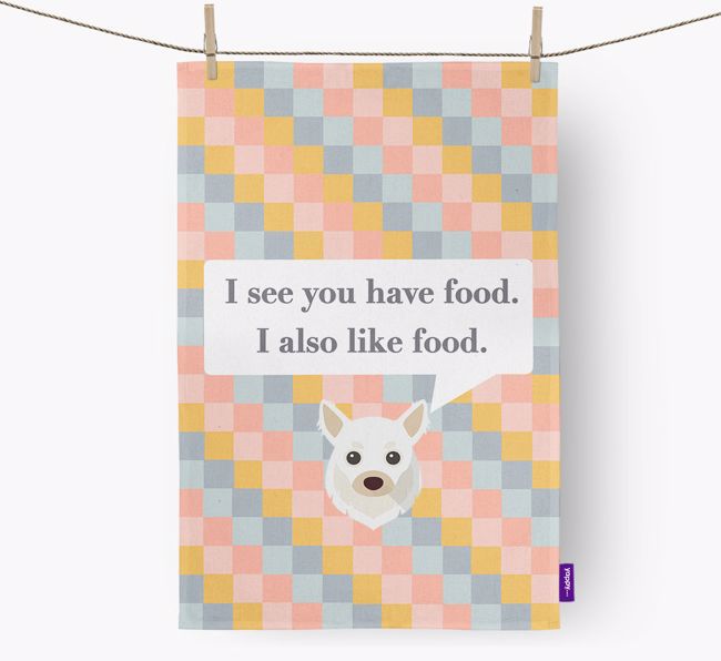 Tea Towel 'I see you have food' with {breedFullName} Icon