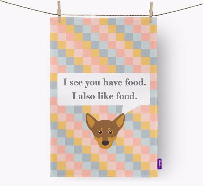 Dish Towel 'I see you have food' with {breedFullName} Icon