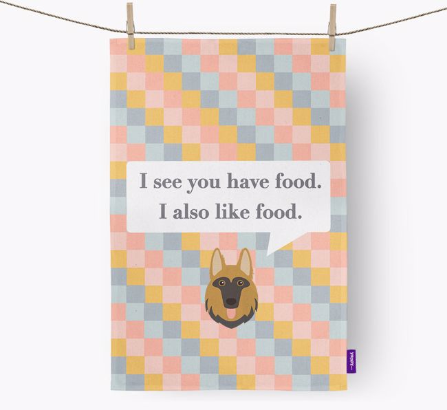 Dish Towel 'I see you have food' with {breedFullName} Icon