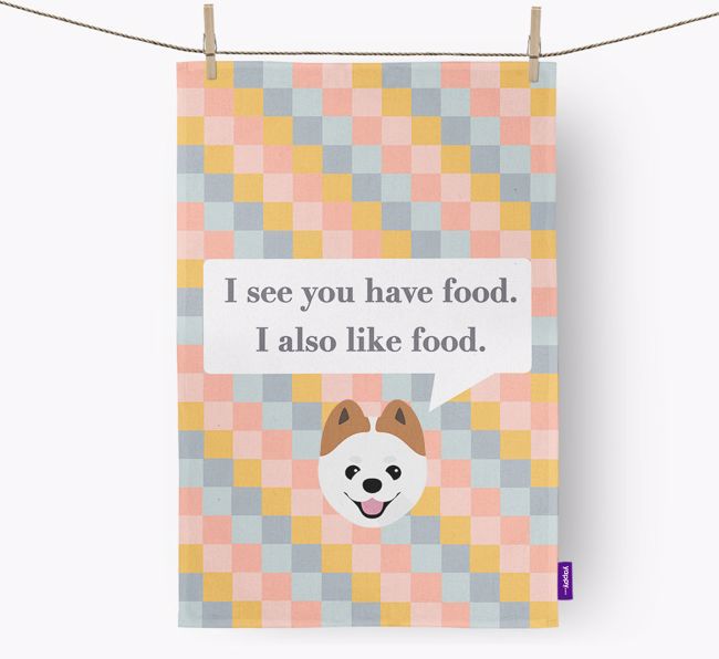 Tea Towel 'I see you have food' with {breedFullName} Icon