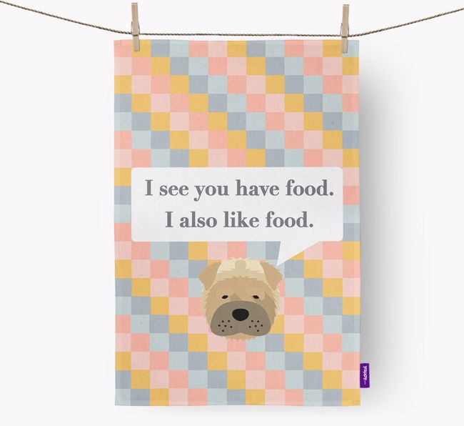 Tea Towel 'I see you have food' with {breedFullName} Icon