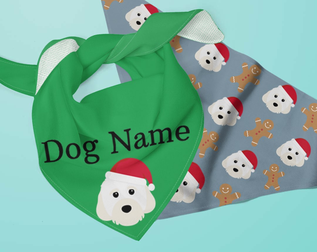 Two bandanas personalised for your dog