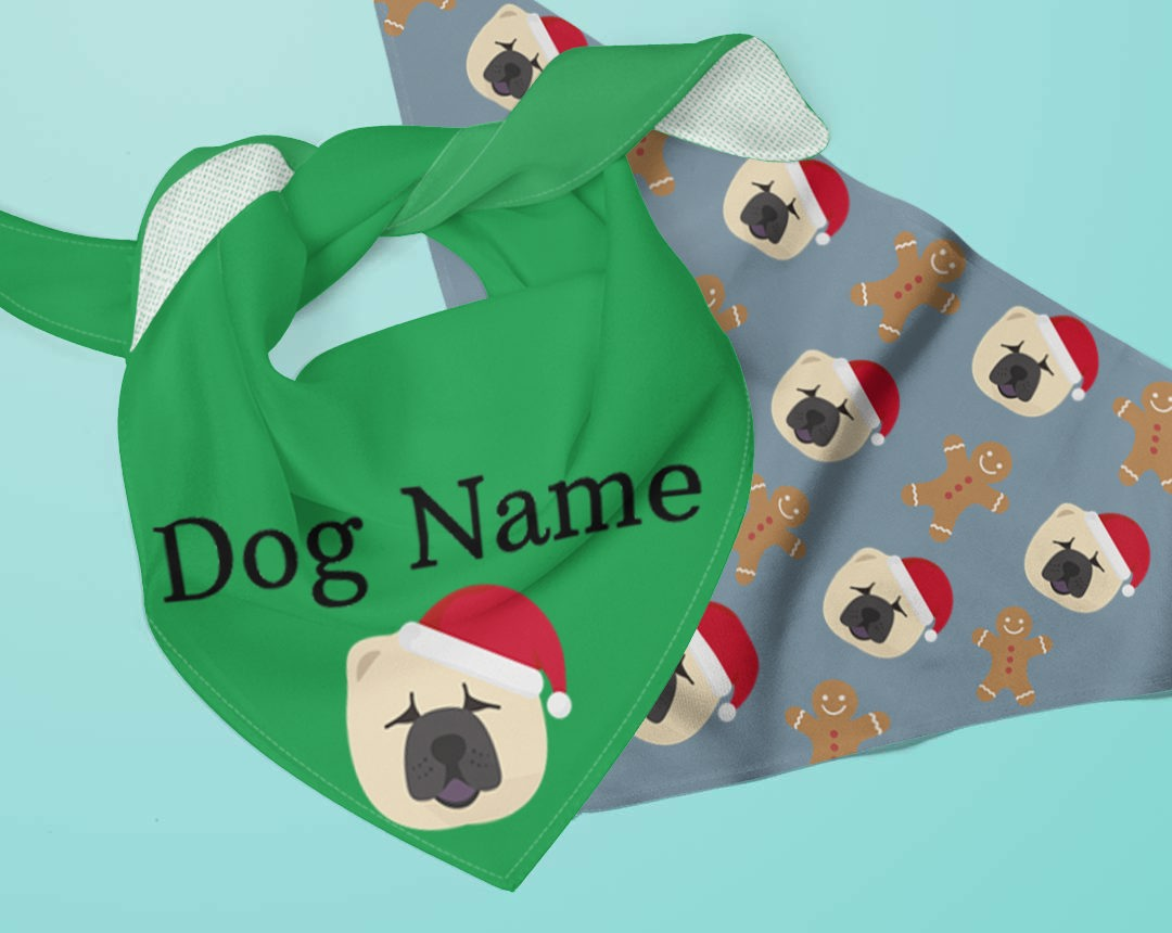 Two bandanas personalised for your dog