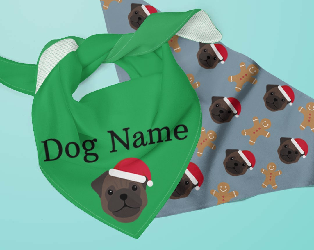 Two bandanas personalised for your dog