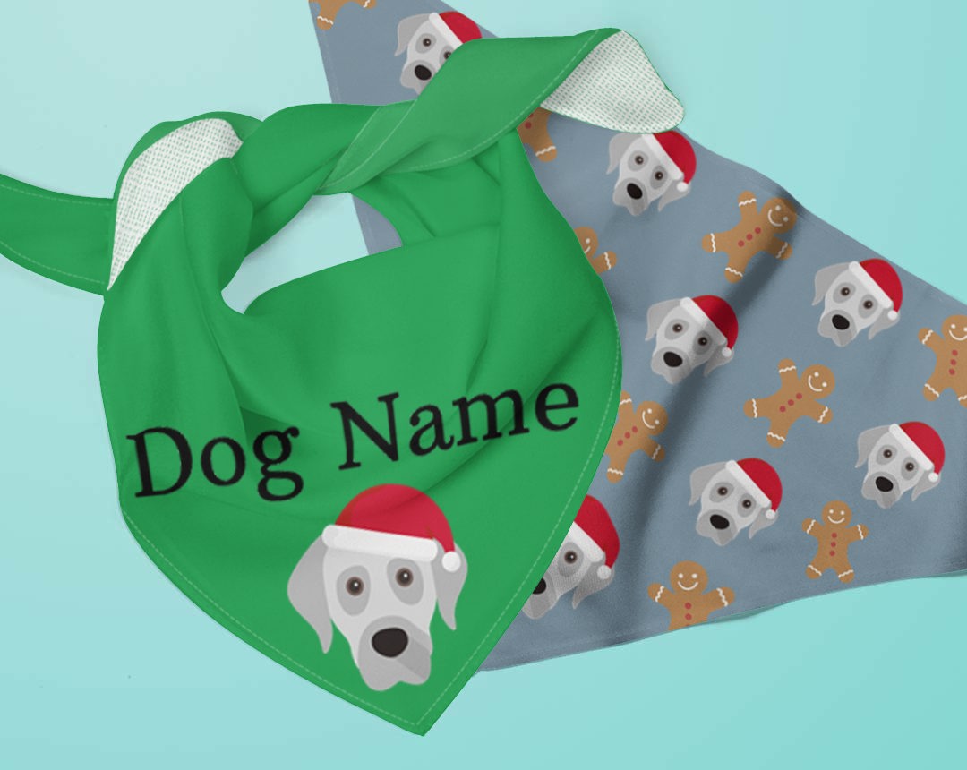 Two bandanas personalised for your dog