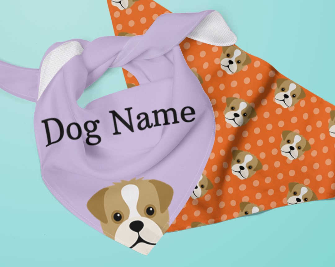 Two Personalized Dog Bandanas