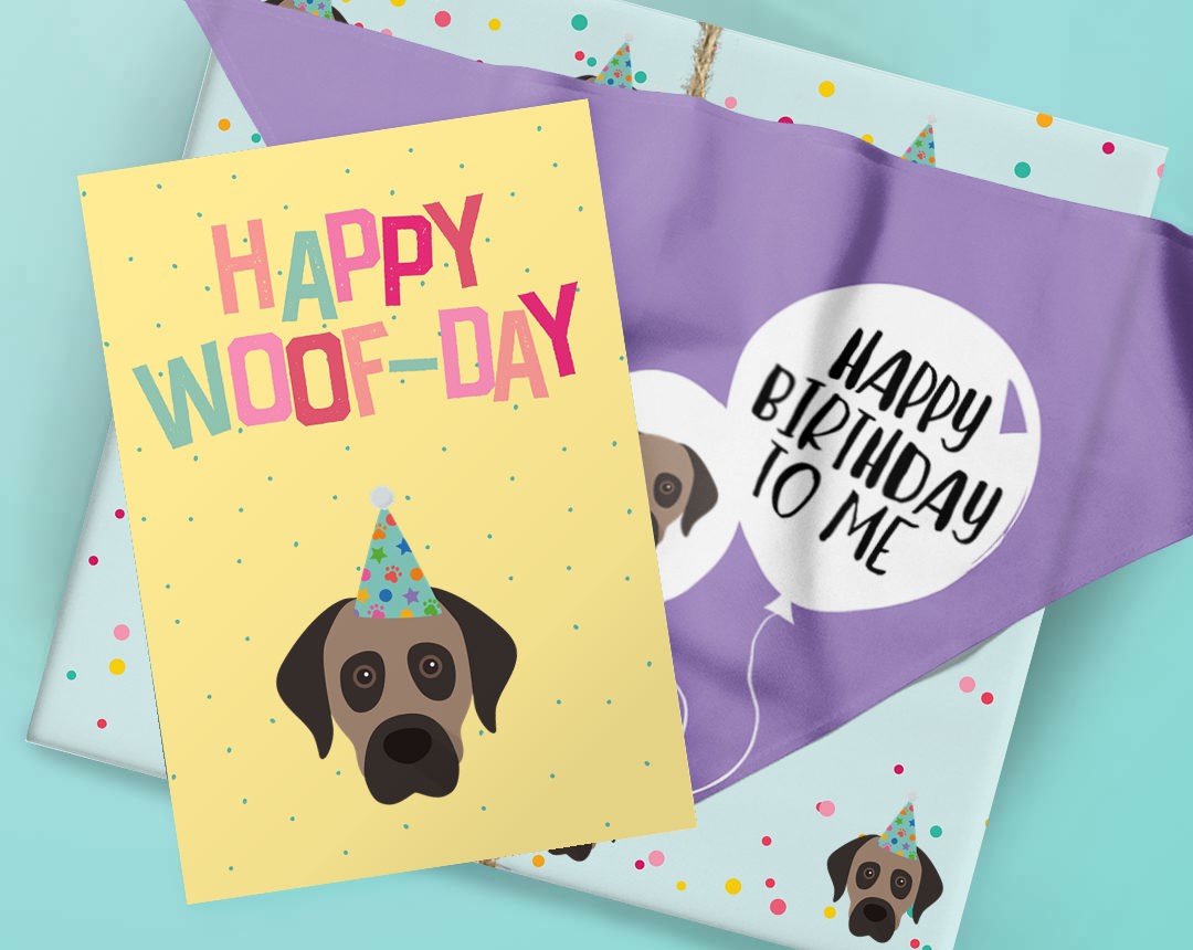 Personalised Dog Birthday Gifts featuring Wrap, Bandana and Card