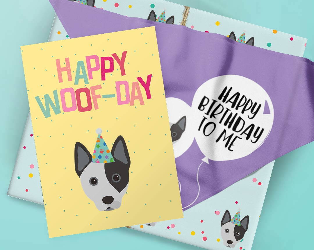 Personalised Dog Birthday Gifts featuring Wrap, Bandana and Card