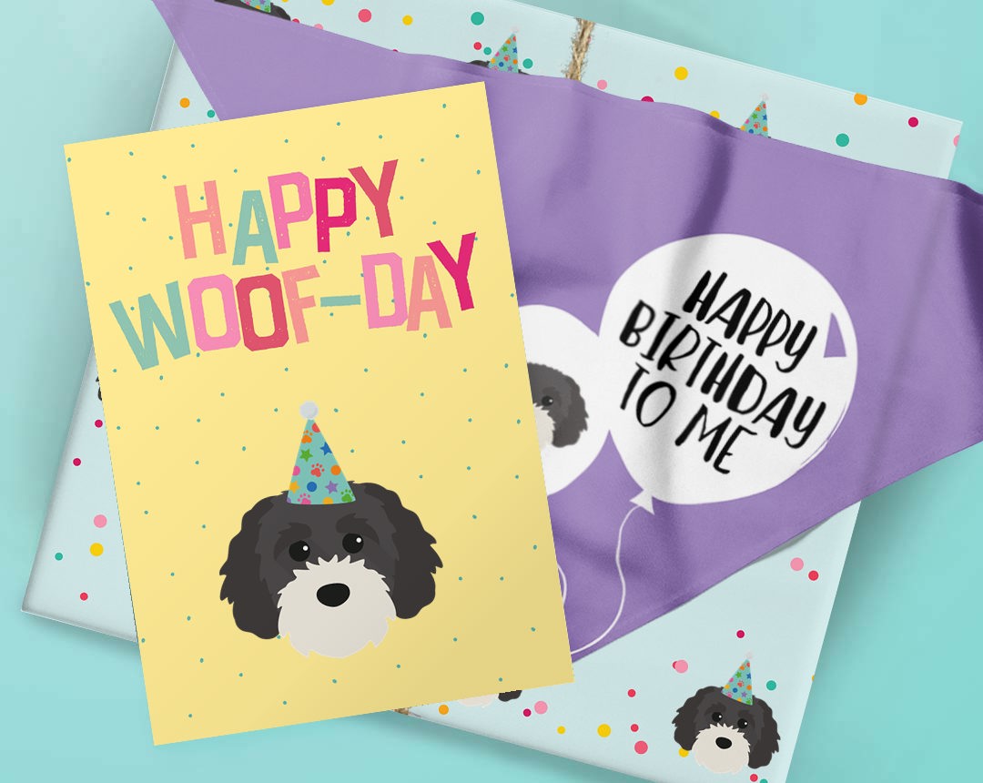 Personalised Dog Birthday Gifts featuring Wrap, Bandana and Card