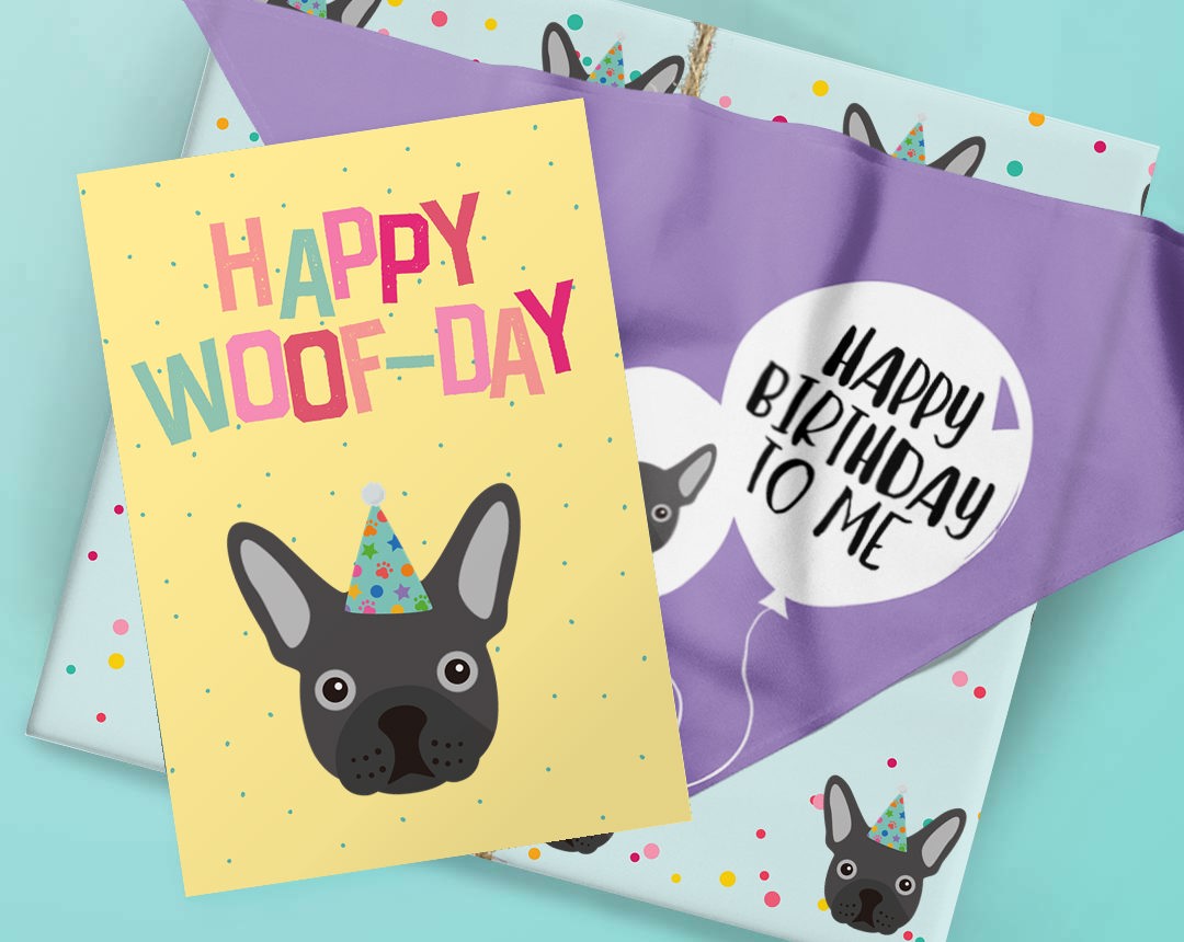 Personalised Dog Birthday Gifts featuring Wrap, Bandana and Card