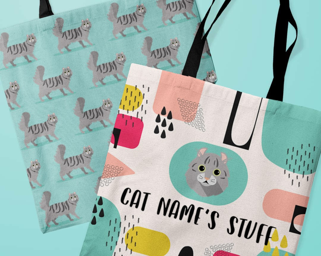 Personalized Cat Canvas Tote Bags
