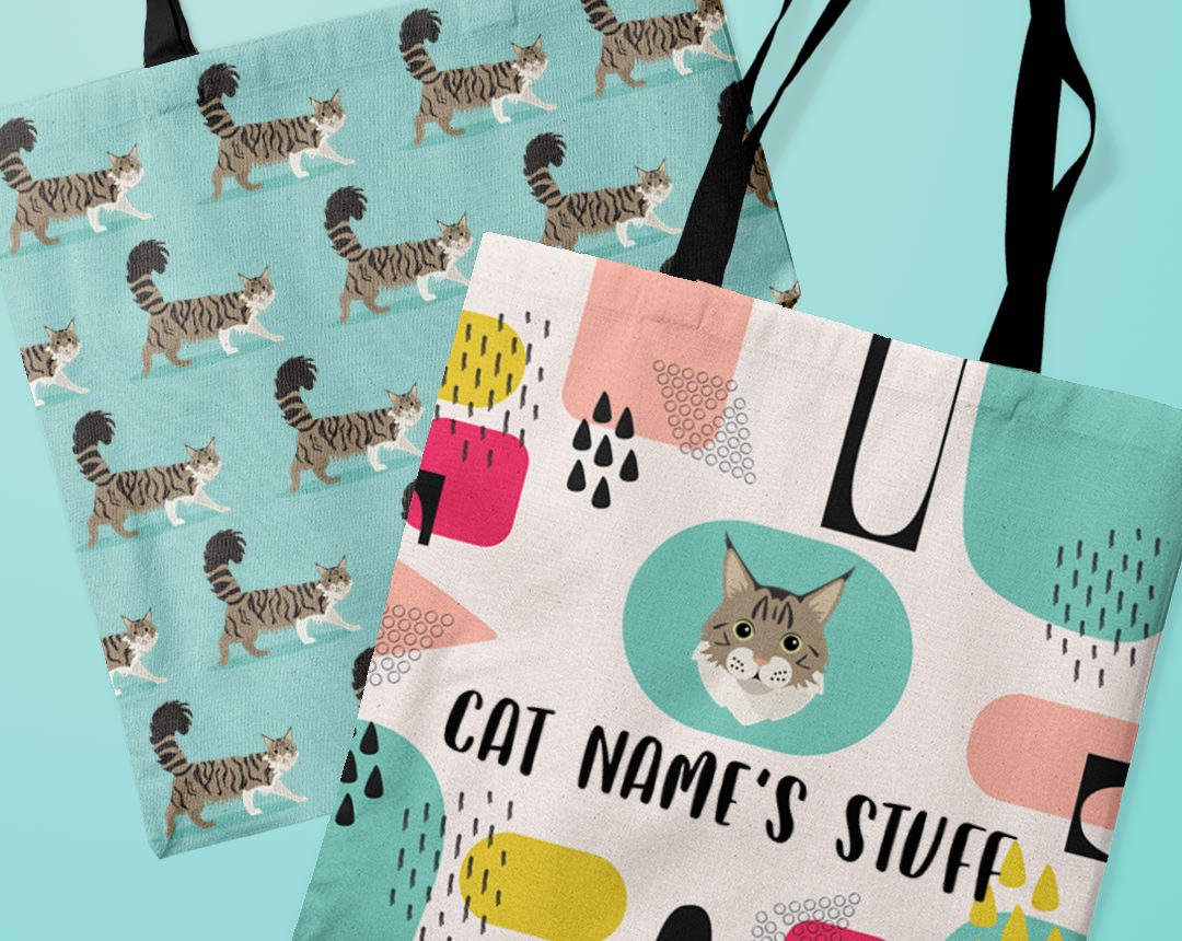Personalized Cat Canvas Tote Bags