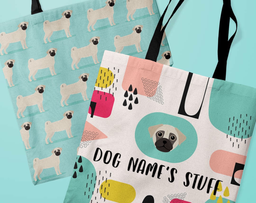 Two canvas bags featuring your dog