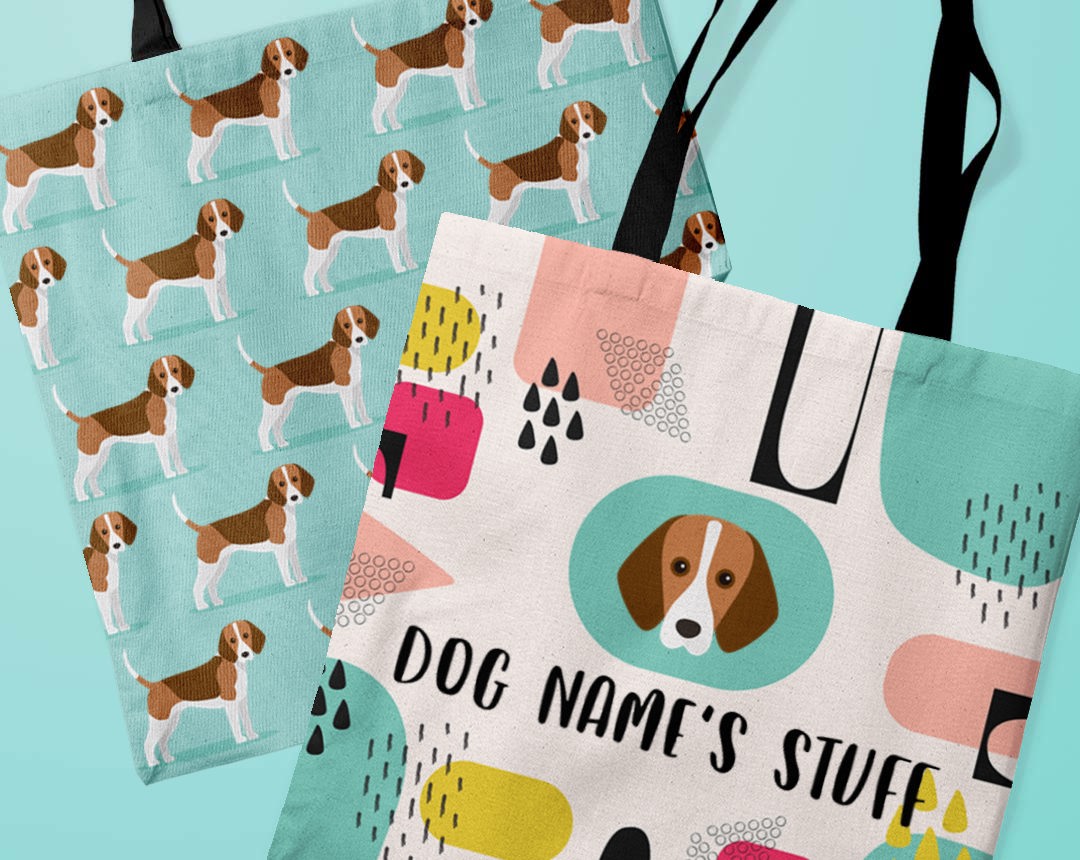 Two canvas bags featuring your dog