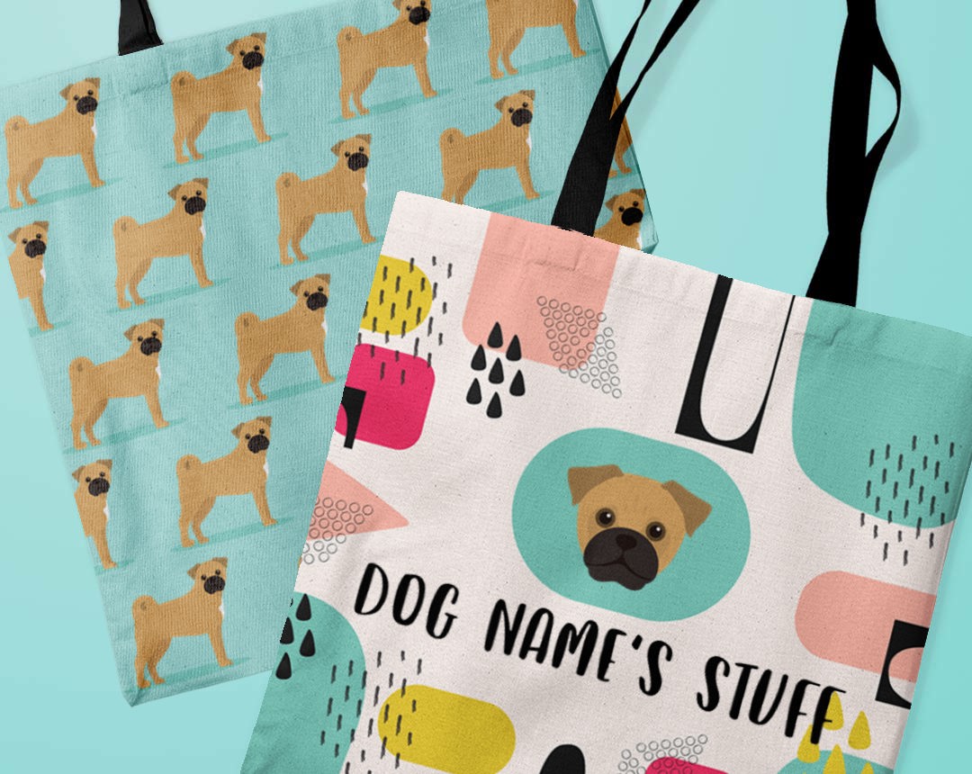 Two canvas bags featuring your dog