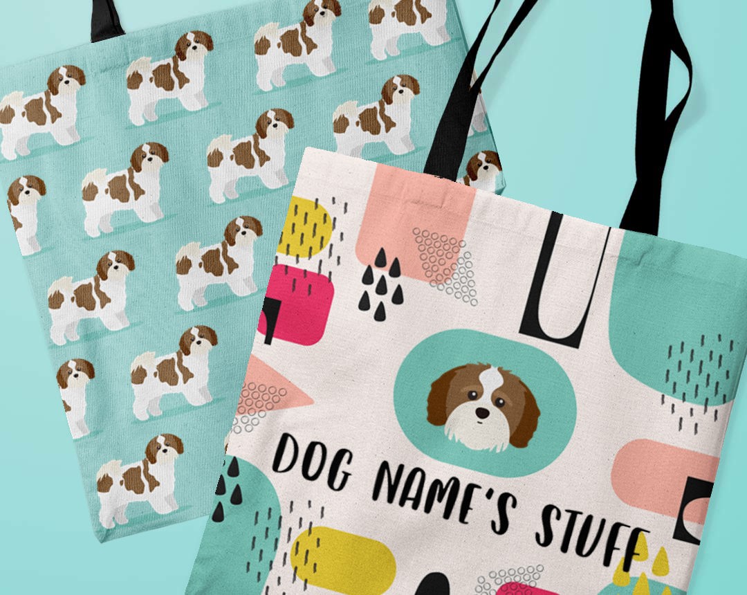 Two canvas bags featuring your dog