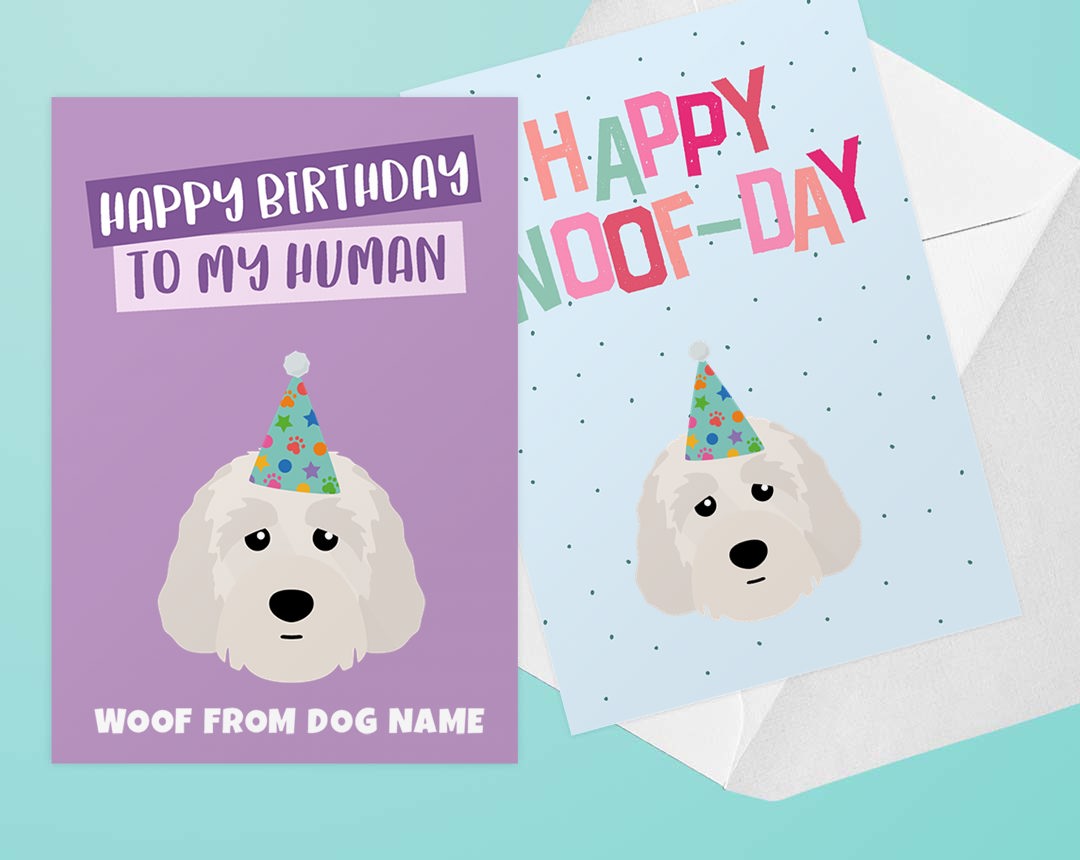 Two Personalised Dog Birthday Cards