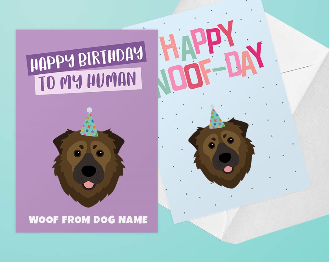 Two Personalised Dog Birthday Cards