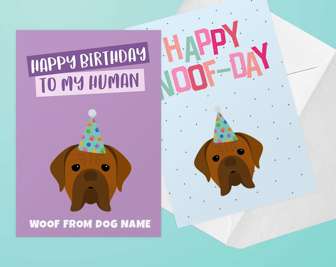 Two Personalised Dog Birthday Cards