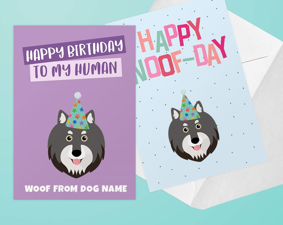 Two Personalised Dog Birthday Cards