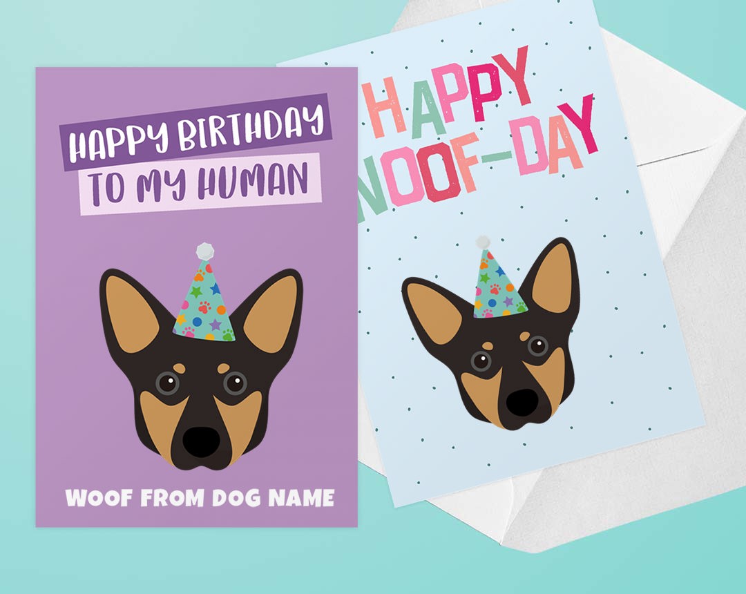 Two Personalised Dog Birthday Cards