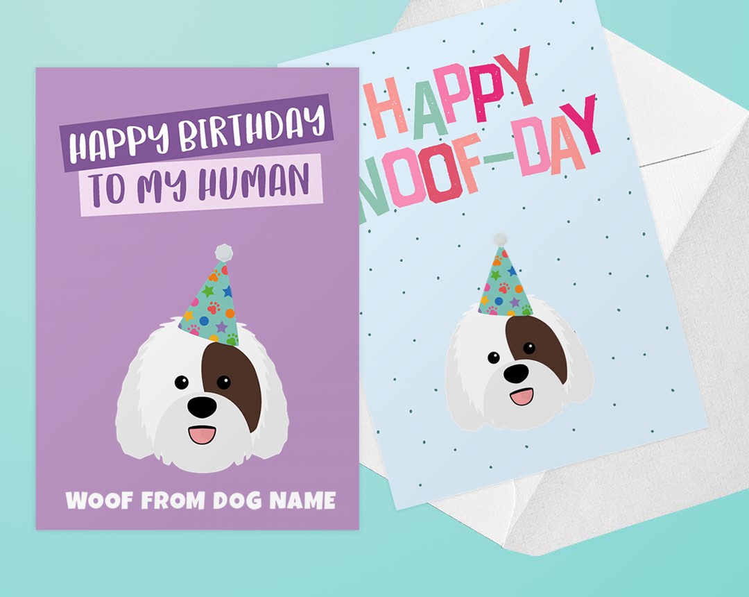 Two Personalised Dog Birthday Cards