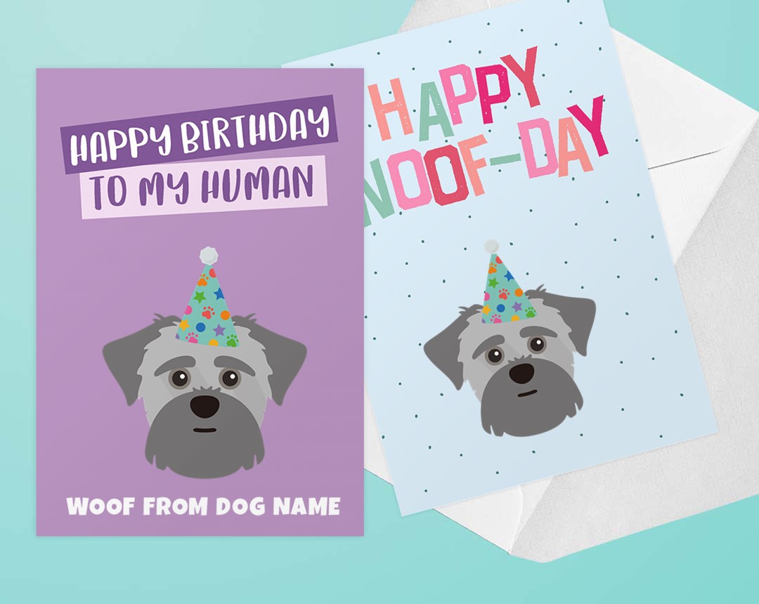 Two Personalised Dog Birthday Cards