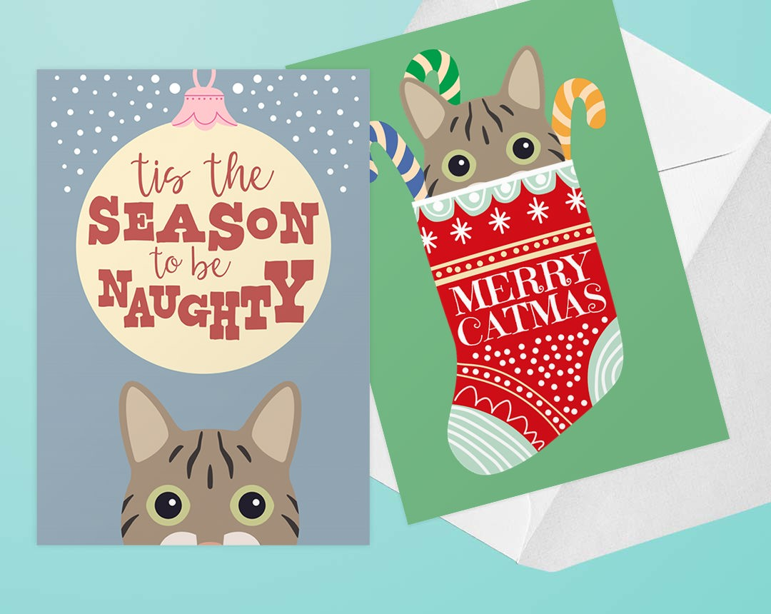 Personalized Cat Christmas Cards
