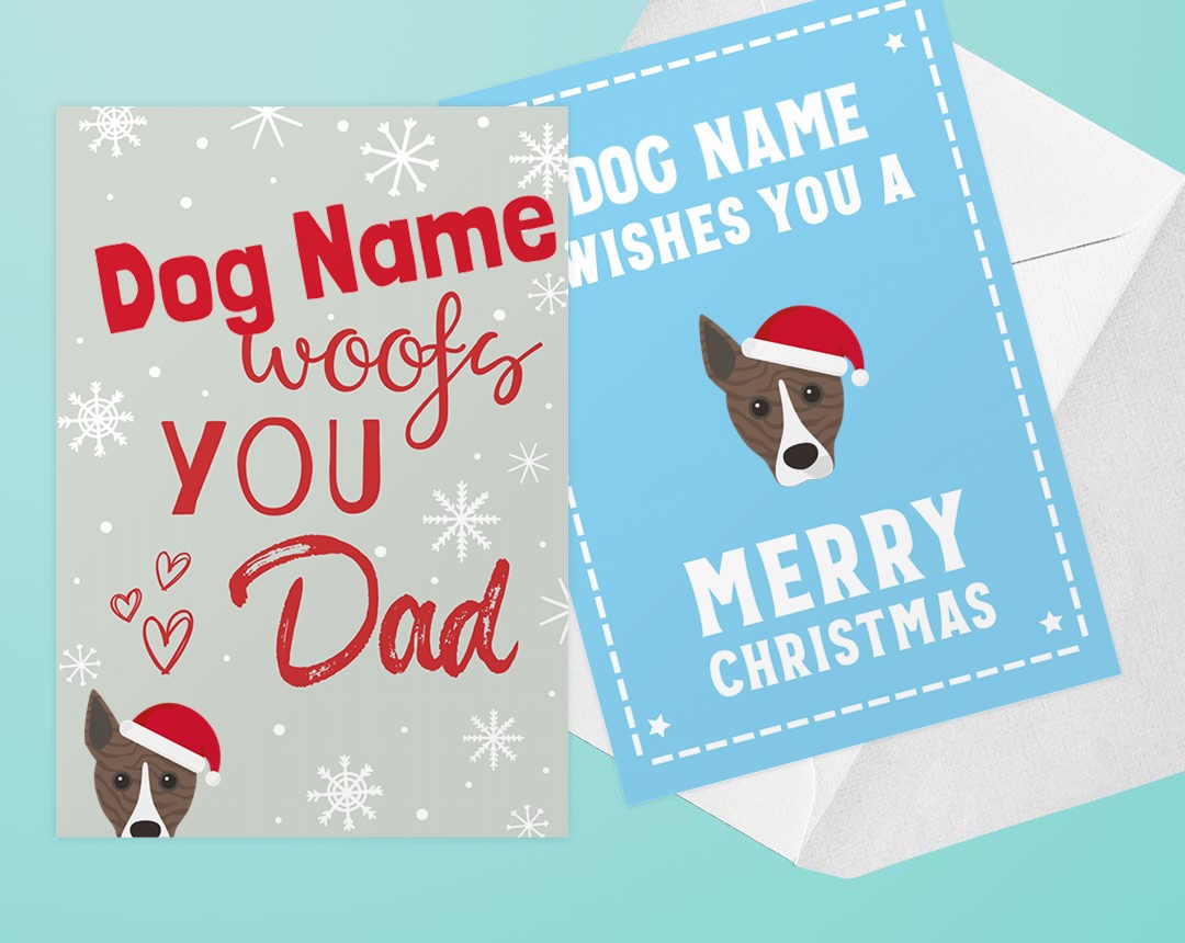 Two Christmas card design featuring your dog