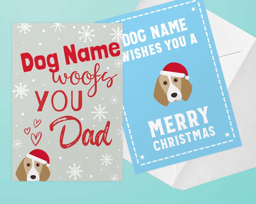 Two Christmas card design featuring your dog