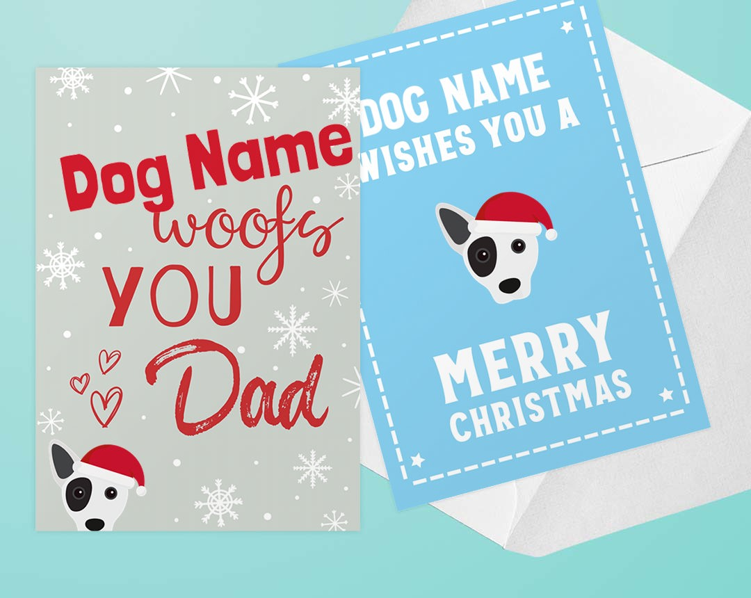 Two Christmas card design featuring your dog