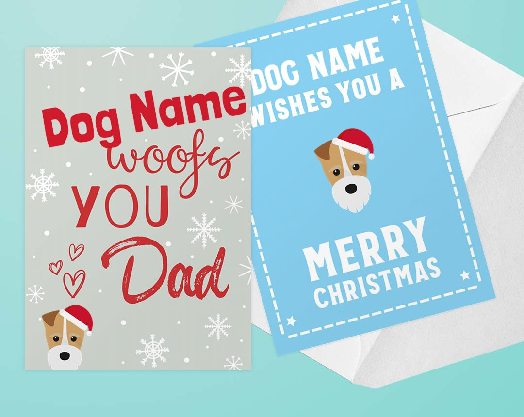 Two Christmas card design featuring your dog